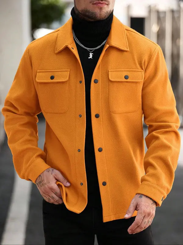 Men's Plain Long Sleeve Jacket, Regular Fit Casual