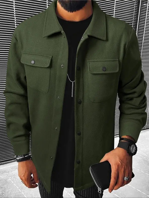 Men's Plain Long Sleeve Jacket, Regular Fit Casual