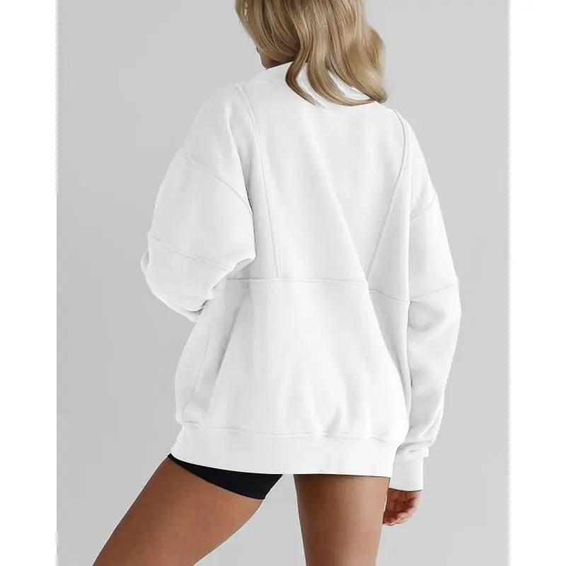 Women's Half Zip Sweatshirts Fleece Stand Collar Long Sleeve