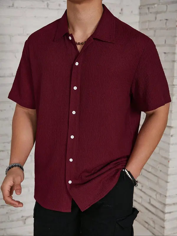 Men's Casual Button Down Textured