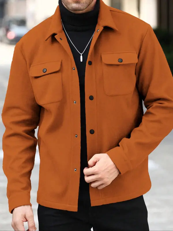 Men's Plain Long Sleeve Jacket, Regular Fit Casual