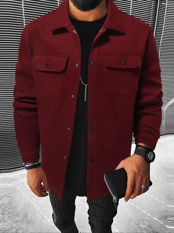Men's Plain Long Sleeve Jacket, Regular Fit Casual
