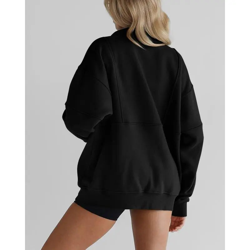 Women's Half Zip Sweatshirts Fleece Stand Collar Long Sleeve