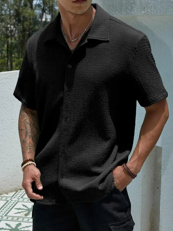 Men's Casual Button Down Textured