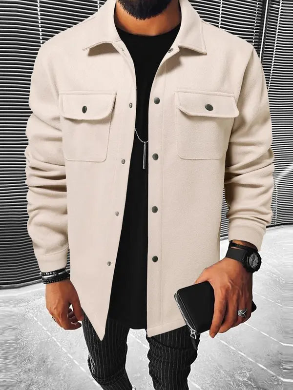 Men's Plain Long Sleeve Jacket, Regular Fit Casual